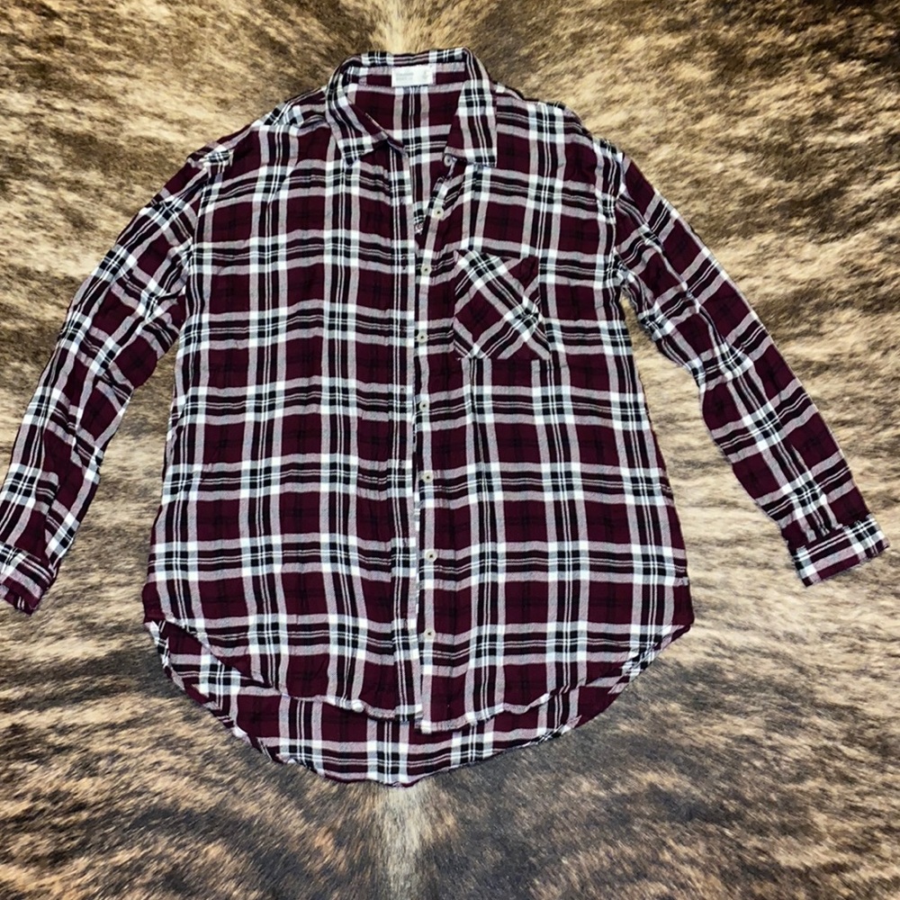 Womens Maurices Button Front Plaid Shirt